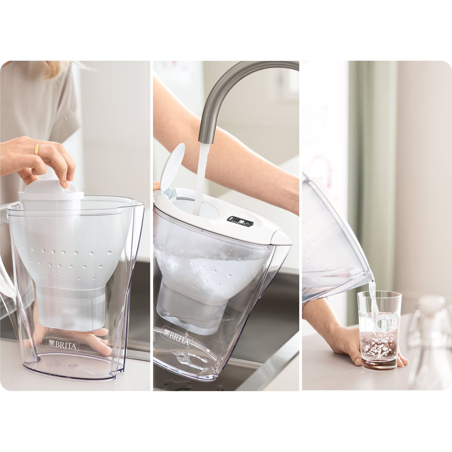 BRITA - Caraffa filtrante Marella bianca 2.4 Litri - Incluso 1 x filtro Maxtra Pro All-in-1
